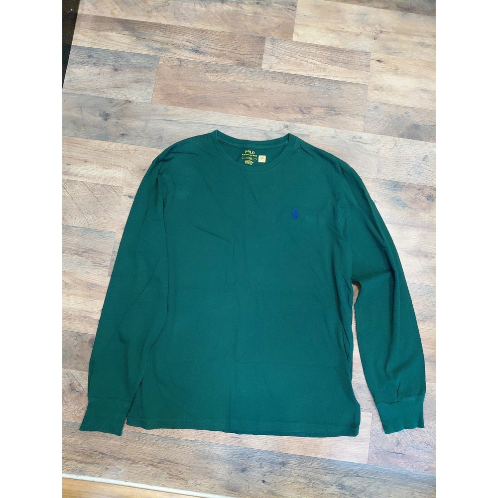 Polo Ralph Lauren Shirt Mens Med Green‎ Tee Tshirt Long Sleeve Limited Use